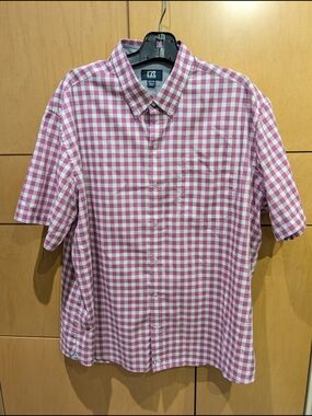 Cutter & Buck Pink Gingham Short-Sleeve Button-Down Shirt
